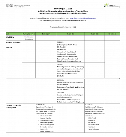 Programm Studientag vormittags (Stand 09.11.22)