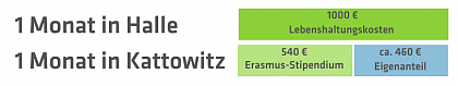 �bersicht zu den Kosten von Wohnen und Leben in Halle und Kattowitz